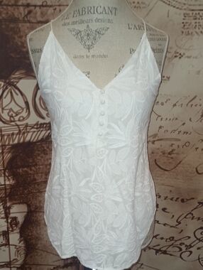 LOFT White Embroidered V-Neck Cami